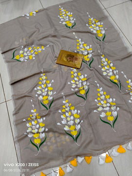 Special Hand Painted Mulmul Cotton Saree