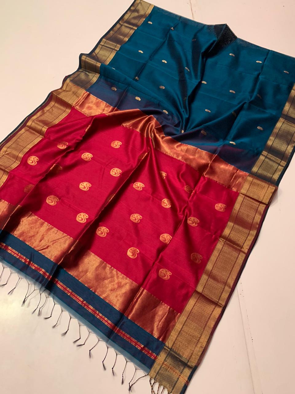 Handloom Maheshwari Mango Buta Saree